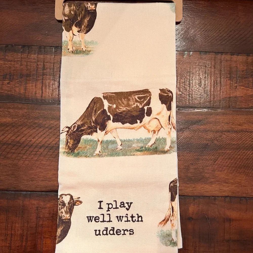 Primitives by Kathy Cow Kitchen Towel - Black and White